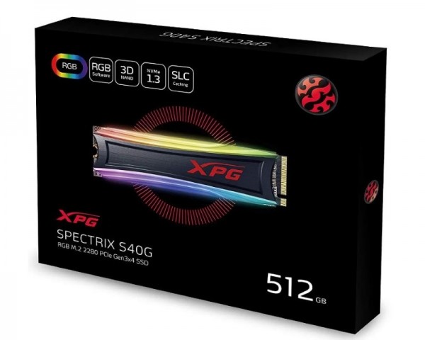 A-DATA 512GB M.2 PCIe Gen3 x4  XPG SPECTRIX S40G RGB AS40G-512GT-C SSD