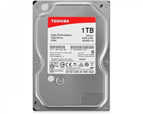 TOSHIBA 1TB 3.5'' SATA III 64MB 7.200rpm HDWD110UZSVA P300 series bulk